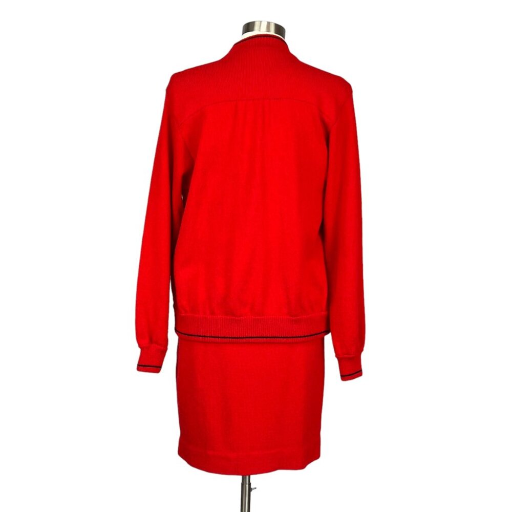 Vintage Don Sayres Wellmore Womens Santana Knit Skirt Sweater Jacket Red 10 12 - Picture 5 of 15